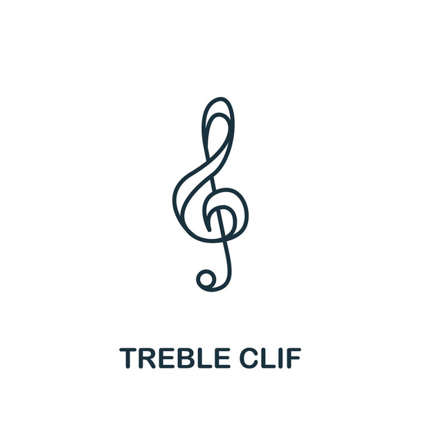 Icône Clef triple de la collection de musique. Ligne simple Clef d'aigu icône pour les modèles, conception web et infographies - Vecteur, image