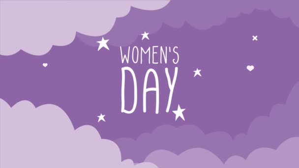 gelukkige vrouwen dag belettering in de hemel kaart - Video