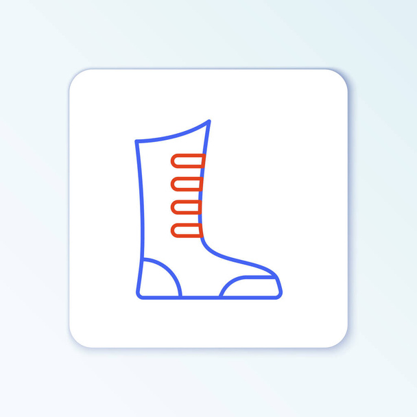 Zapatillas de boxeo Line Sport icono aislado sobre fondo blanco. Zapatos de lucha. Concepto de esquema colorido. Vector - Vector, imagen
