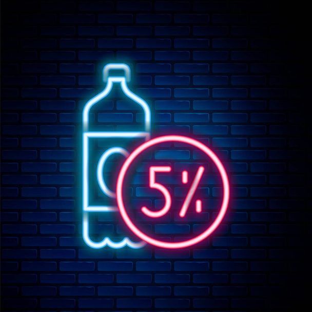 Glowing neon line Beer bottle icon isolated on brick wall background. Colorful outline concept. Vector - Vector, Image