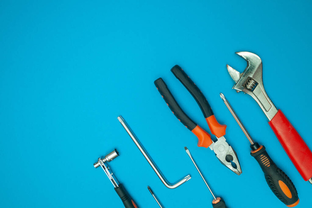 tools on isolated blue background - Photo, Image
