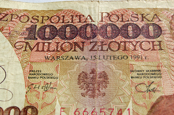 Detail polské bankovky za jeden milion zlotých. - Fotografie, Obrázek