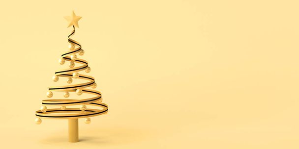 Christmas banner. Xmas background with spiral golden christmas tree concept. - Photo, Image