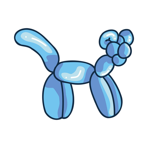 Cute cartoon blue boys cat balloon animal vector illustration. Simple glossy inflatable for party sticker clipart. Adorable birthday novelty for entertainment hand drawn doodle.  - Vector, Image