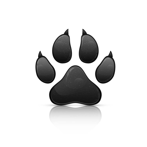 Black animal paw print isolated on white background. Vector illustration. - Vector, Image