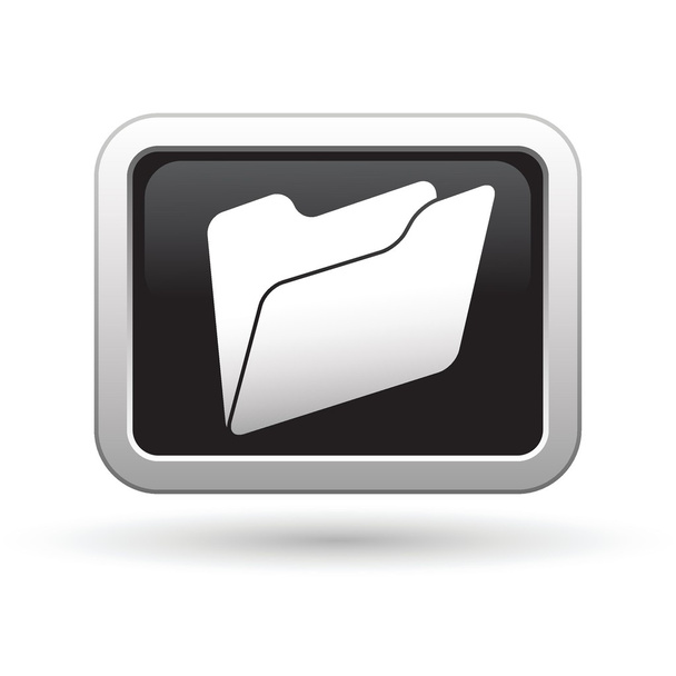 Folder icon on the black with silver rectangular button - Vetor, Imagem