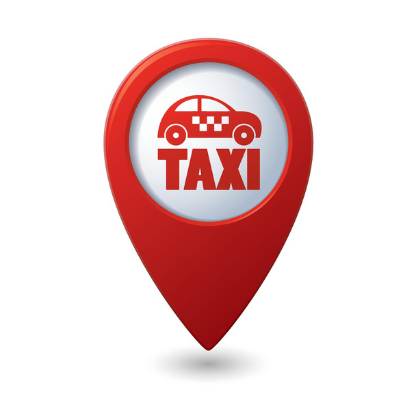 Mappa puntatore con icona taxi
 - Vettoriali, immagini