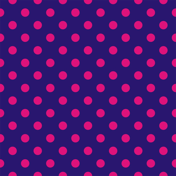 Patrón de vector sin costuras, fondo de baldosa o textura con lunares de color rosa oscuro sobre un fondo azul marino marinero
. - Vector, Imagen