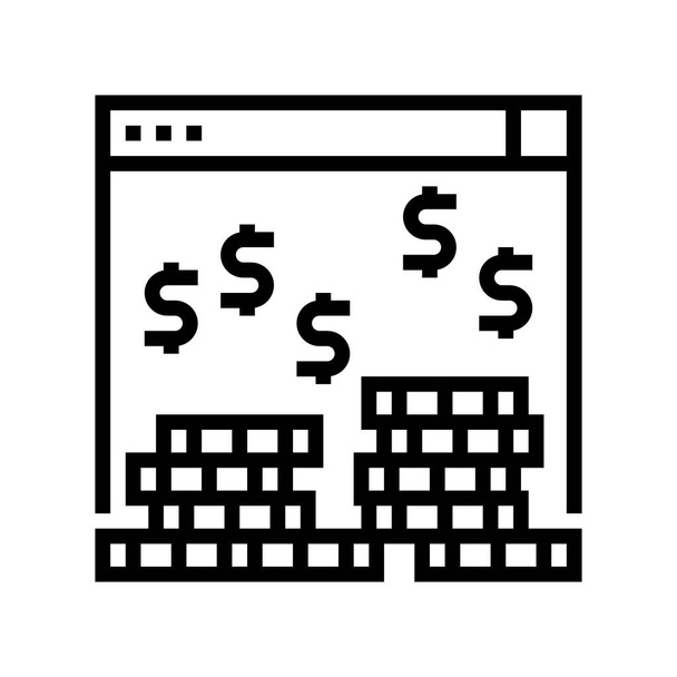 vydělávat peníze v internetové linii ikony vektorové ilustrace - Vektor, obrázek