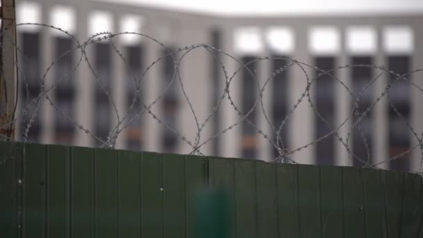 Security with a barbed wire fence - Footage, Video