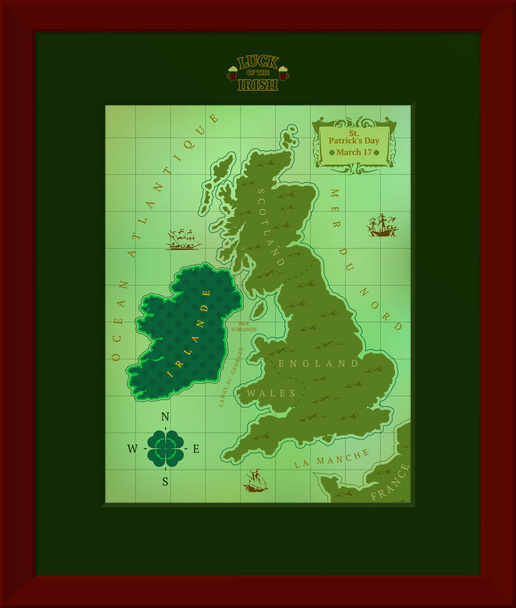 Sarjakuva Ison-Britannian ja Irlannin omistettu Pyhän Patrickin päivä. - Vektori, kuva