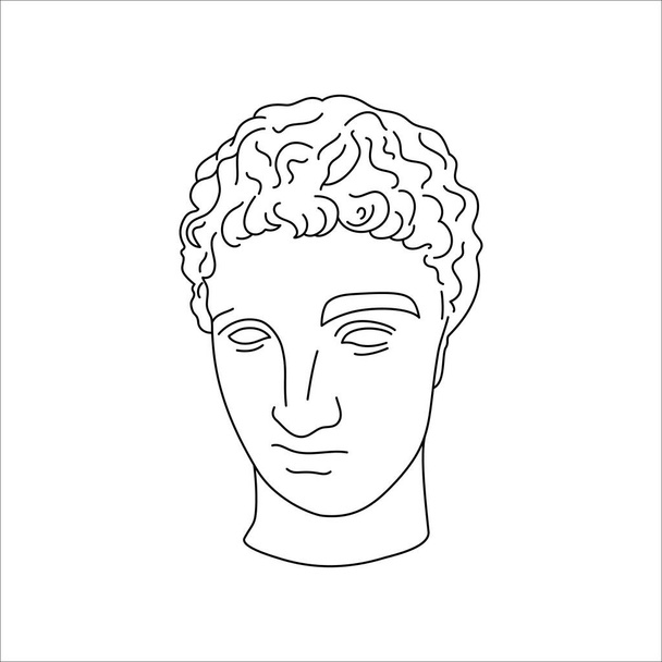 Scultura antica di Hermes in uno stile minimale Liner Trendy. Illustrazione vettoriale del dio greco per stampe su t-shirt - Vettoriali, immagini