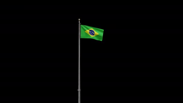 Zoom sur le canal Alpha jusqu'au drapeau brésilien agitant le vent. Bannière Brésil soufflant, soie douce et lisse. Texture tissu enseigne fond. Utilisez-le pour la journée nationale et les occasions de pays concept.-Dan - Séquence, vidéo