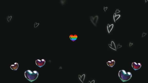 Hermoso corazón y amor sobre fondo colorido Imágenes de animación 3D 4K Románticos corazones voladores coloridos. Fondo animado para Romance, Amor, Deseos de Aniversario y Día de San Valentín. - Metraje, vídeo