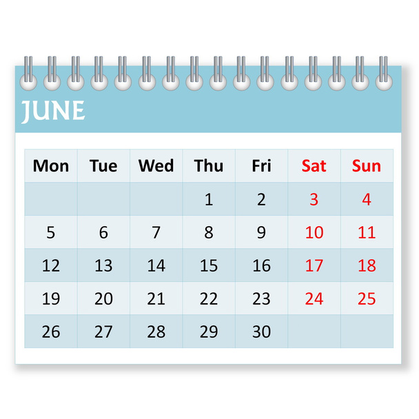 Hoja de calendario para junio
 - Foto, Imagen