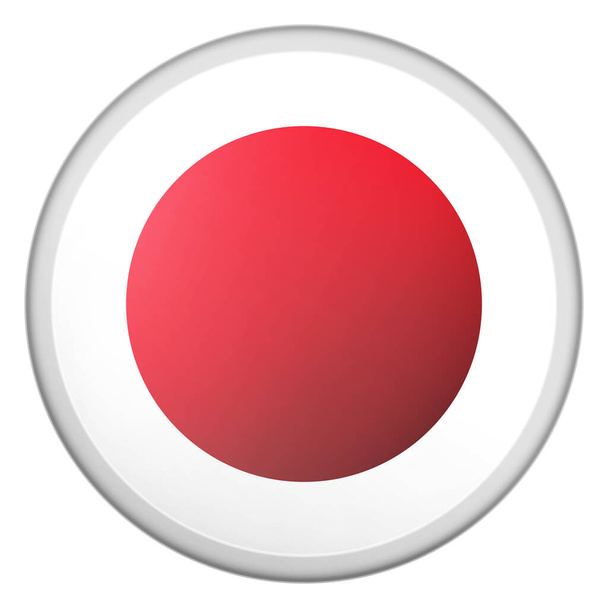 Glass light ball with flag of Japan. Round sphere, template icon. Japanese national symbol. Glossy realistic ball, 3D abstract vector illustration highlighted on a white background. Big bubble. - Vecteur, image