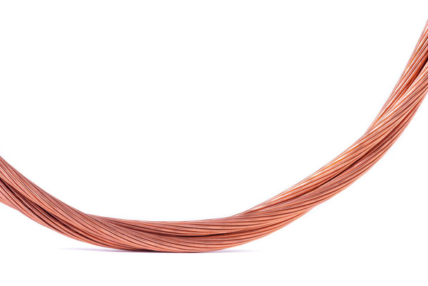 Copper cable curve isolated on white background - Photo, Image