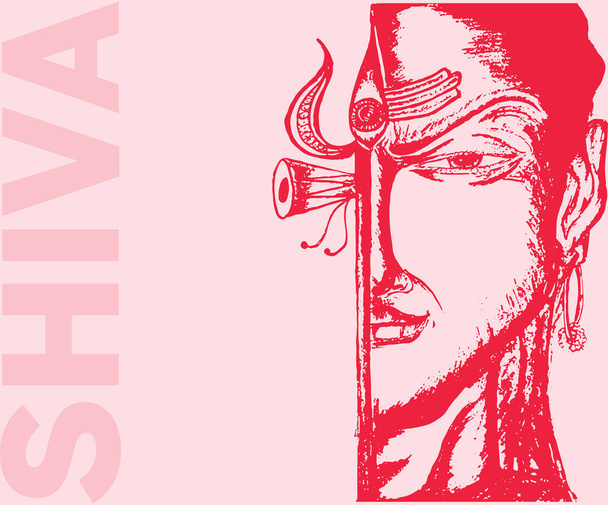 Drawing or sketch of Lord Shiva and Parvati editable outline illustration - Vector, Image