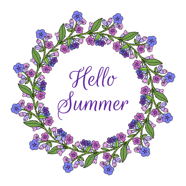 Hello summer, wreath of lungwort, medicinal plant - Vector, Imagen