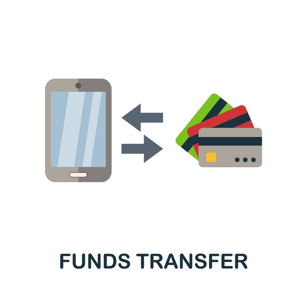 Fon transferi düz simge. Fintech koleksiyonundan basit bir renk ögesi. Web tasarımı, şablonlar, bilgi grafikleri ve daha fazlası için Creative Funds Transfer simgesi - Vektör, Görsel