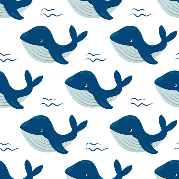 Безшовний візерунок з китом. Векторні ілюстрації
  - Вектор, зображення