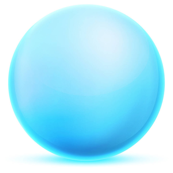 Glass blue ball or precious pearl. Glossy realistic ball, 3D abstract vector illustration highlighted on a white background. Big metal bubble with shadow. - ベクター画像