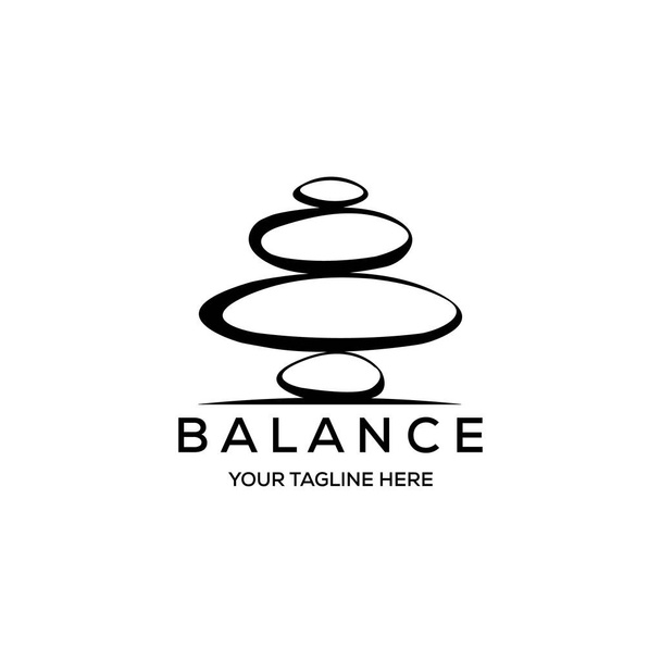 kamień rock balancing logo spa wektor wellness emblemat ilustracja projekt - Wektor, obraz