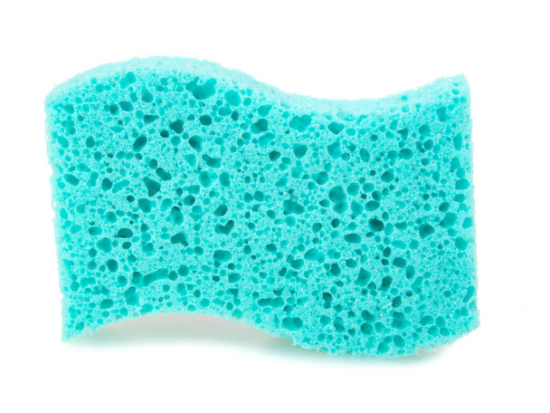 Blue sponge for shower wisp isolated on the white background - Photo, Image