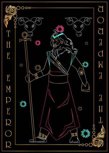 the illustration - card for tarot - THe Emperor card. - Vektor, Bild
