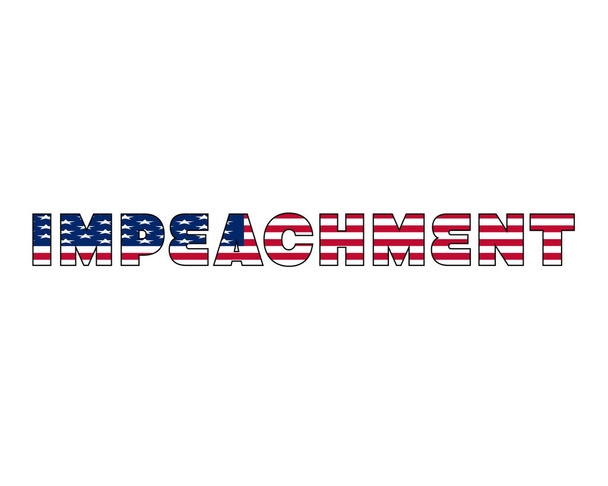 Impeach isolated word. USA impeachment vector banner with american flag texture. White background - Vector, Image