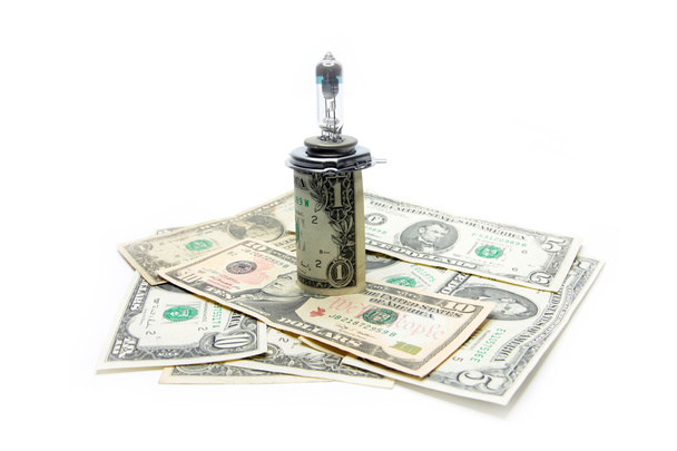 Bulb car and dollars - Photo, Image