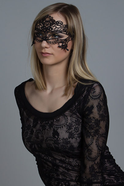 Girl in black mask - Foto, Imagen