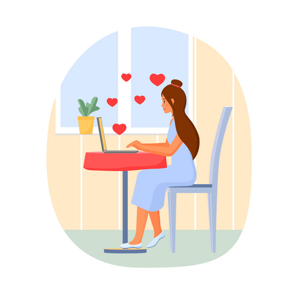 жінка віртуальна любов серце Векторні ілюстрації концепція
 - Вектор, зображення
