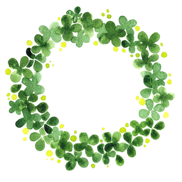 Clover leaf wreath watercolor hand painting for decoration on Saint's Patrick day, Irish Holiday. - Fotografie, Obrázek