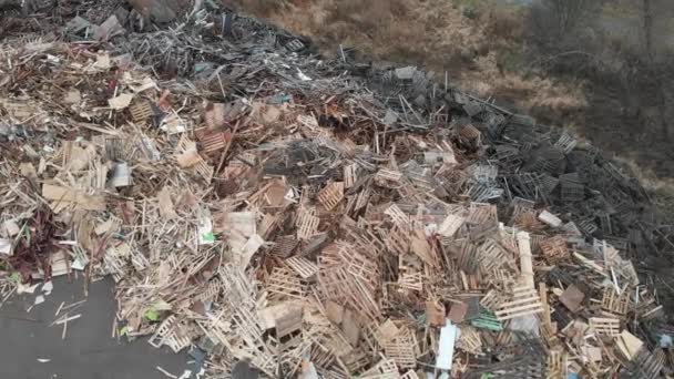 Pile of Wooden Material, Landfill of Urban Waste, Aerial - Footage, Video