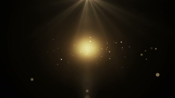 La luz abstracta falsea el fondo con partículas. Partículas de brillo de luz Brillo con brillo de lujo fondo de oro. 4K - Metraje, vídeo