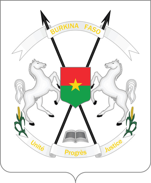 Officieel huidig vectorwapen van de republiek Burkina Faso - Vector, afbeelding