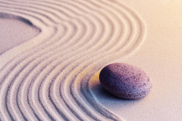 Meditation zen garden with stones on sand - Фото, изображение