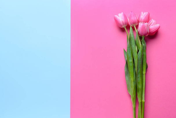 Beautiful flowers on color background - Valokuva, kuva