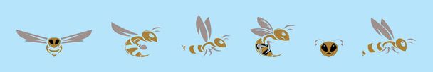 conjunto de avispones plantilla de diseño icono de dibujos animados con varios modelos. ilustración vectorial moderna aislada sobre fondo azul - Vector, Imagen