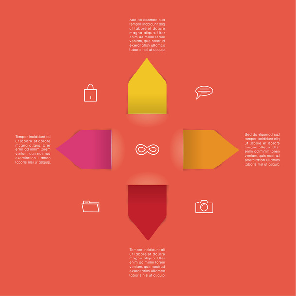 Vector modern design template. Four colorfully arrows with place - Вектор,изображение