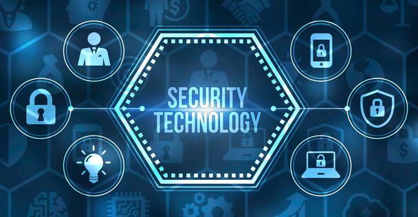 Інтернет, бізнес, технології та мережева концепція. Cyber security data protection business technique.  - Фото, зображення