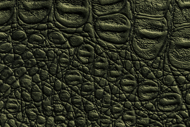 Black crocodile leather texture closeup background., Stock image