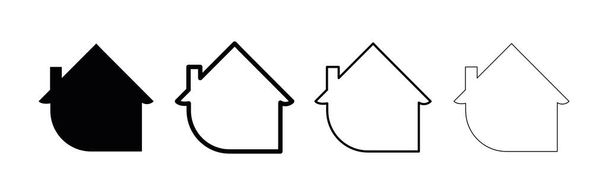 Метка местоположения дома. Значок дома с речевым пузырем. Различные дома. Редактируемый рисунок Набор икон разной толщины. Вектор на белом фоне. - Вектор,изображение