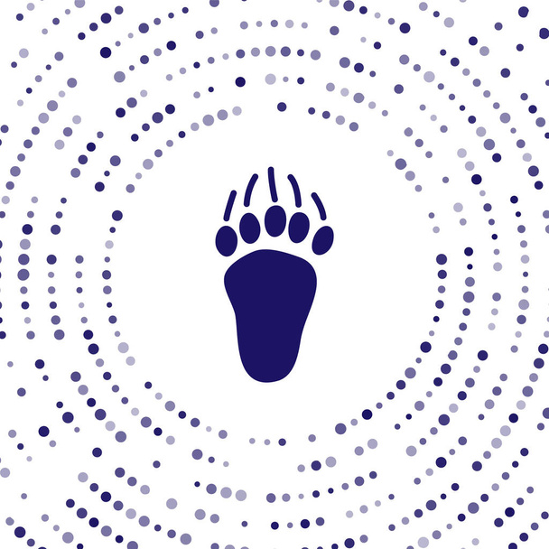 Icono de huella de pata de oso azul aislado sobre fondo blanco. Puntos aleatorios de círculo abstracto. Vector. - Vector, imagen