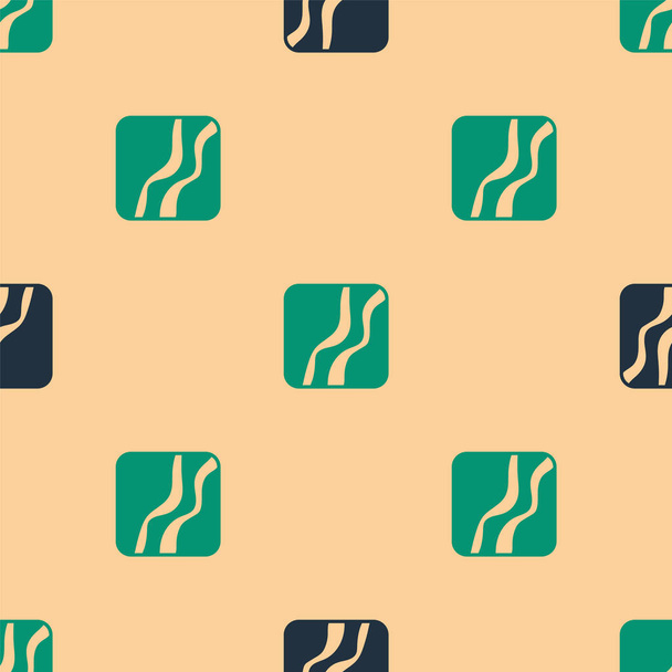 Icona impronta zampa serpente verde e nero isolato modello senza cuciture su sfondo beige. Vettore. - Vettoriali, immagini