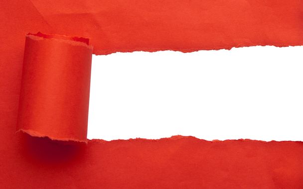 Red torn paper space for text - Photo, Image