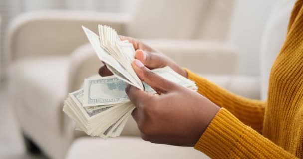 femme comptant l'argent à la maison - Séquence, vidéo