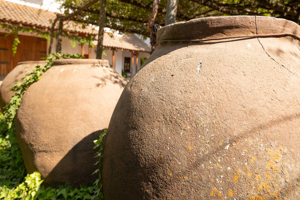 Traditional clay cask in the wine route of Colcagua Valley in Chile, Souht America - Photo, Image