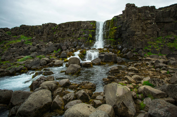 Oxararfoss waterfall in Thingvellir National Park, Iceland - Photo, Image